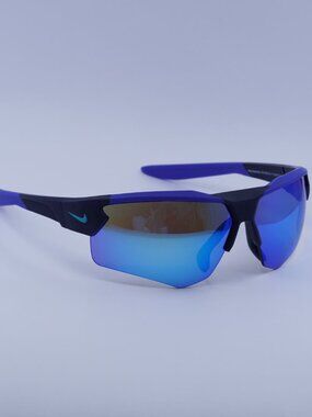 Nike CLOAK DUO EV24036 410 Sunglasses Obsidian Shield Frame, Blue Mirror Lenses